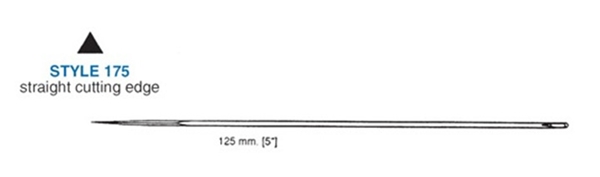 Picture of 125mm Straight Cutting Edge Suture Needle - Style 175-5